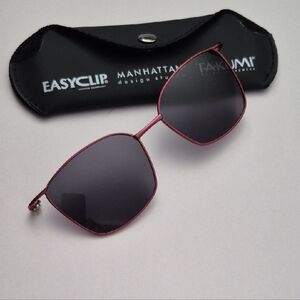 Easy Clip EC604 035 Pink & Steel Takumi Red Sunglasses with Case